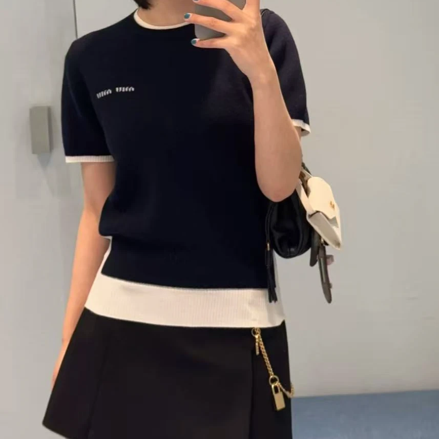 未使用 MIU MIU/缪缪 藏蓝色假两件针织衫 15000/PoisonLab