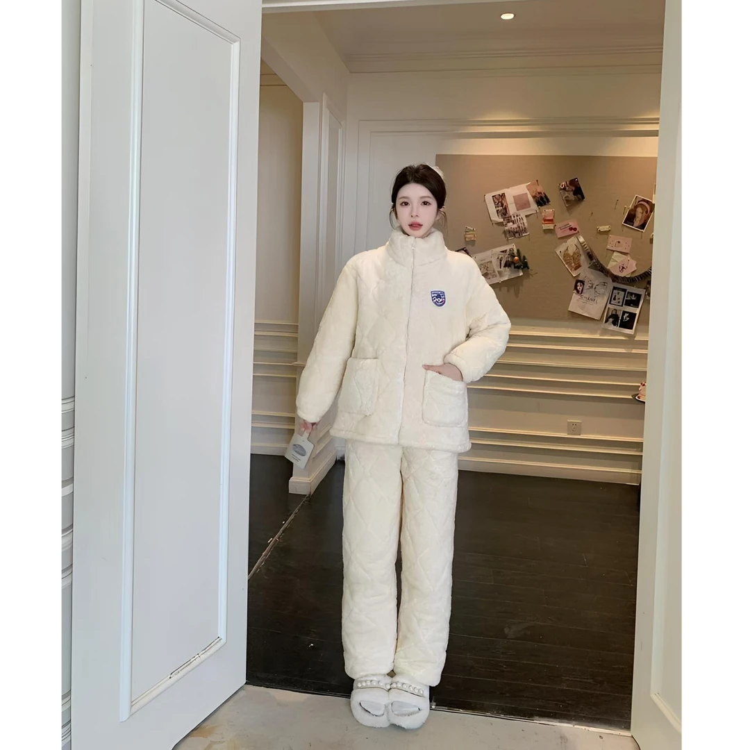 【冬日暖阳】三层夹棉2025新款韩版网红款显瘦男女同款家居服