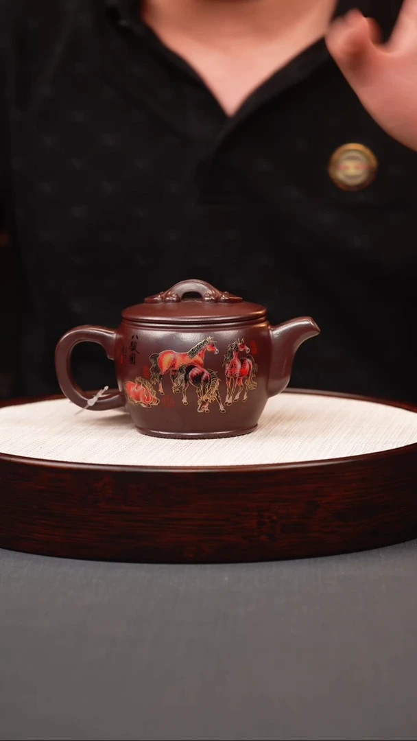 茶壶紫砂石红八骏汉瓦