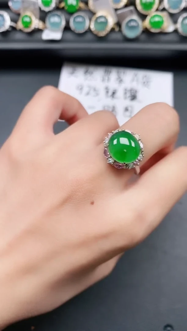 翡翠戒指银S925镶嵌11111