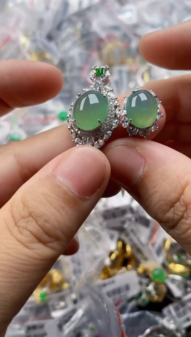 银S925镶嵌戒指翡翠555    5