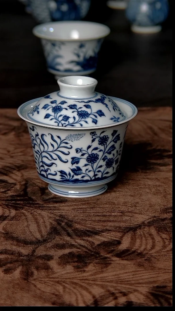 其他瓷九秋马蹄盖碗