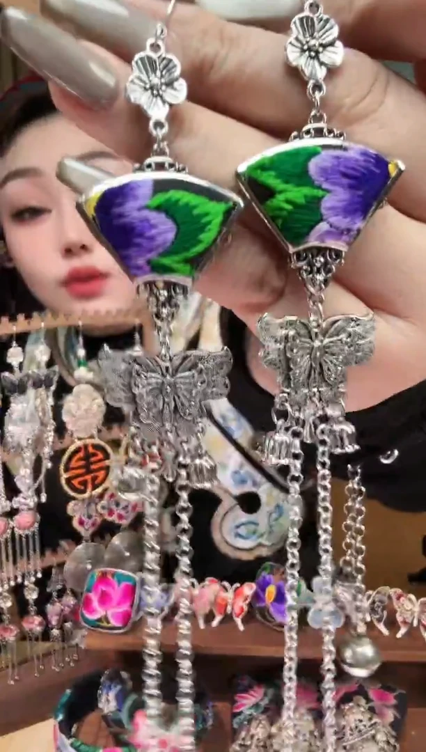 刺绣纯手工民族风刺绣耳环