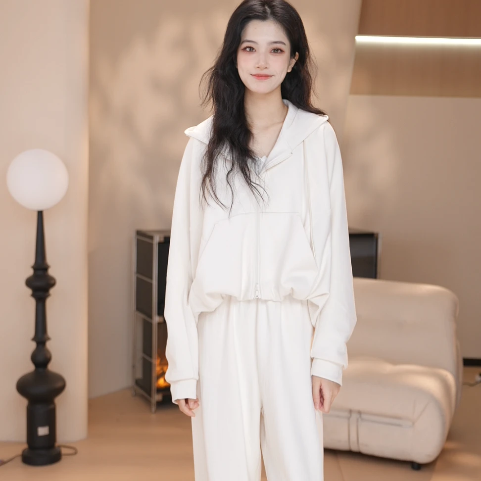 Basic House/百家好TS25年春季休闲卫衣套装时尚两件套舒适百搭