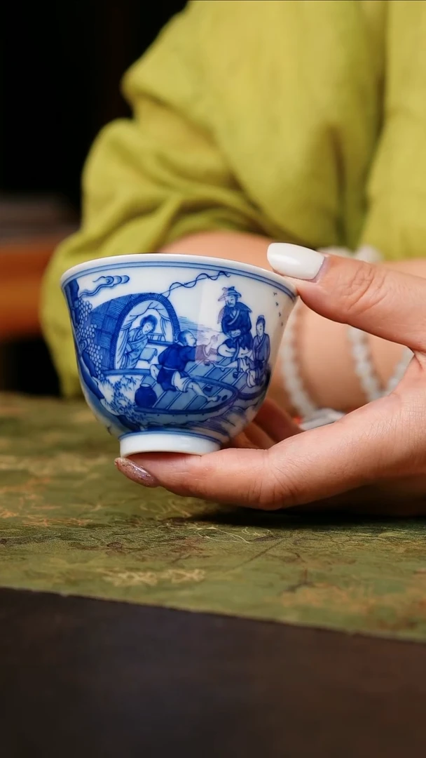 其他精品青花杯渔乐图