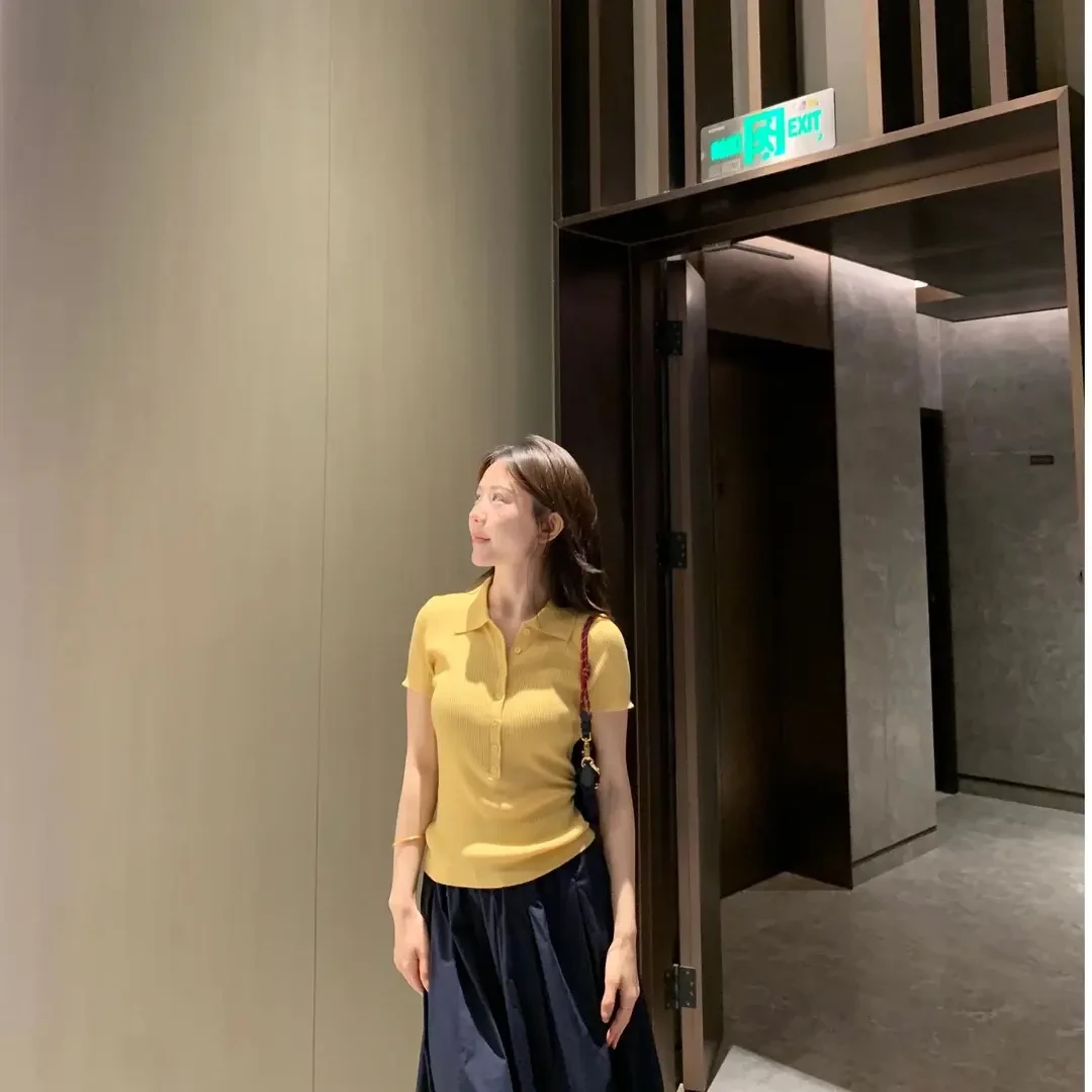 2026夏季新款港风百搭POLO衫纯色修身显瘦短袖T恤女上衣W1-88