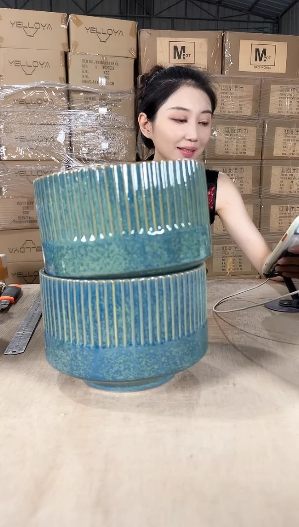 2半条纹蓝花釉中号21x14