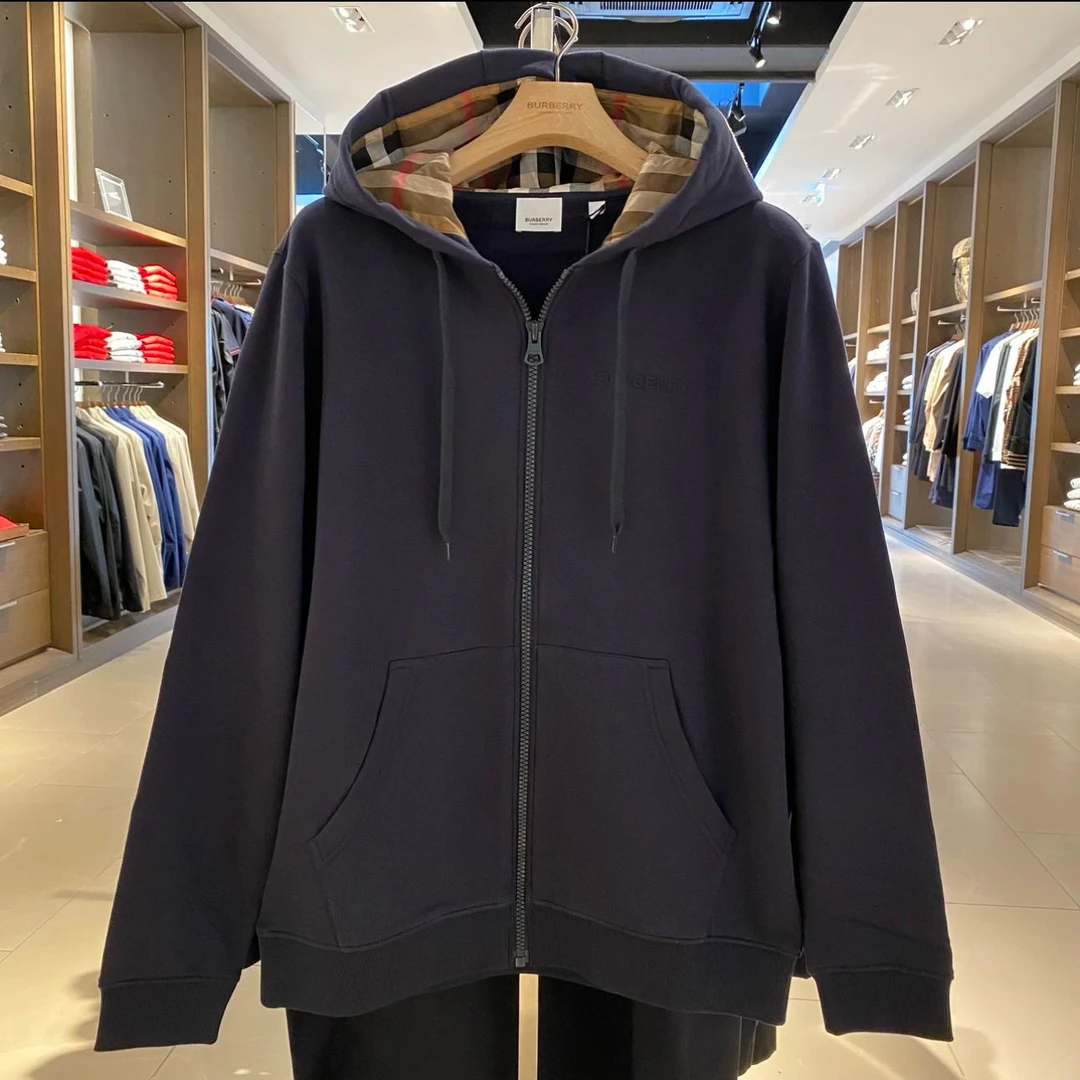 BURBERRY/博柏利FW24新款经典百搭刺绣Logo连帽拉链卫衣男女同款