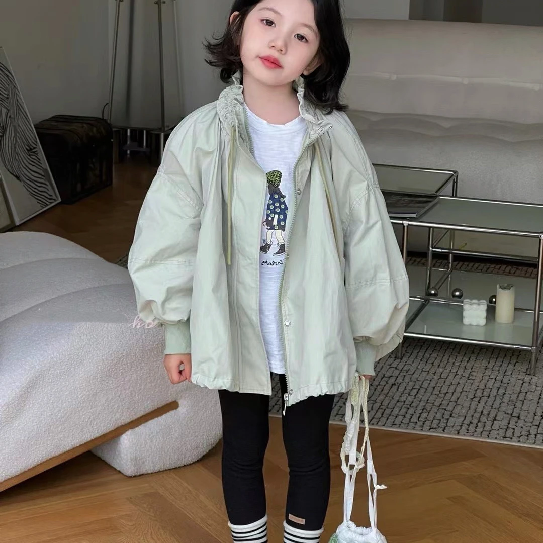 抹茶绿春款大童女宝外套