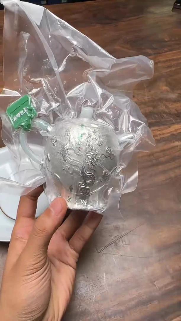 万*寸发标 手作錾刻嵌金祥龙破澜将军壶