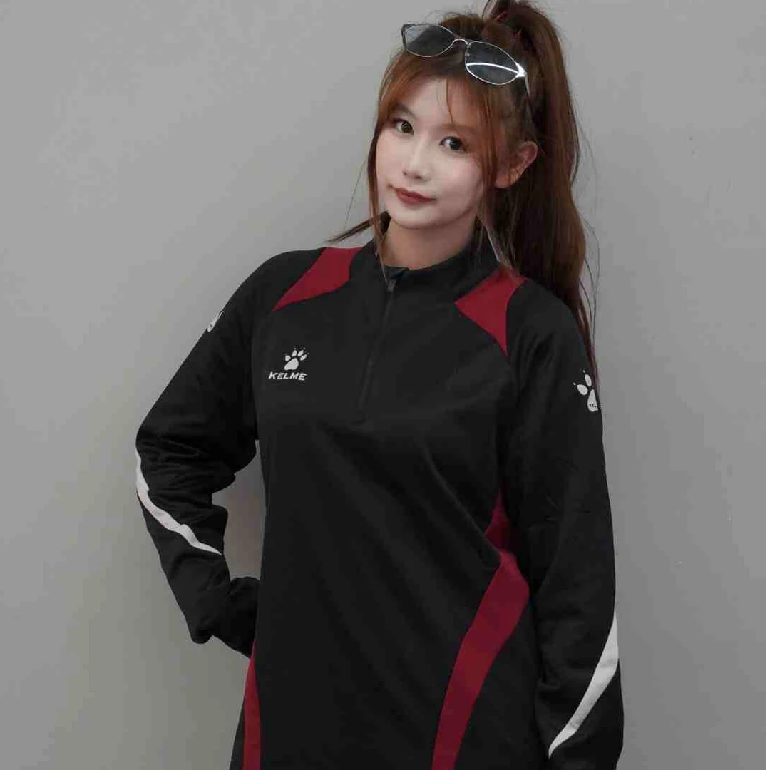 KELME/卡尔美秋冬半拉链薄绒长袖运动套头衫男士跑步训练足球卫衣