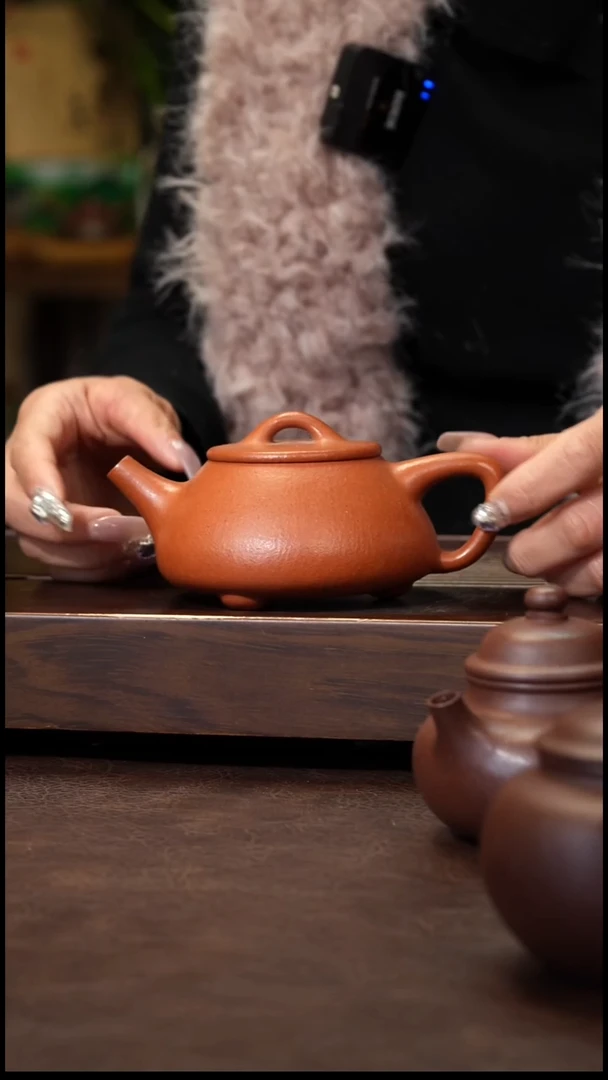 茶壶紫砂黄龙山大红泥平盖瓢220cc左右