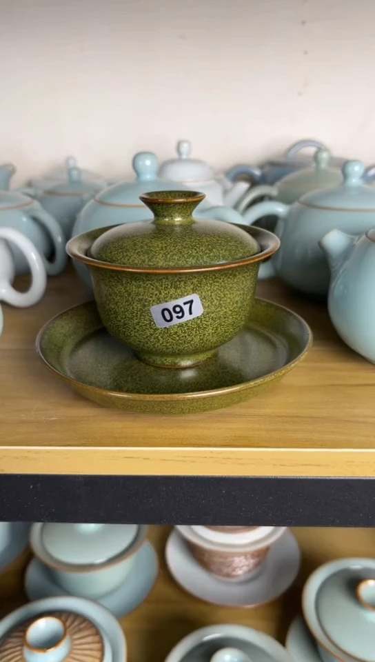 杯097号茶叶末洒金清韵盖碗微微不完美