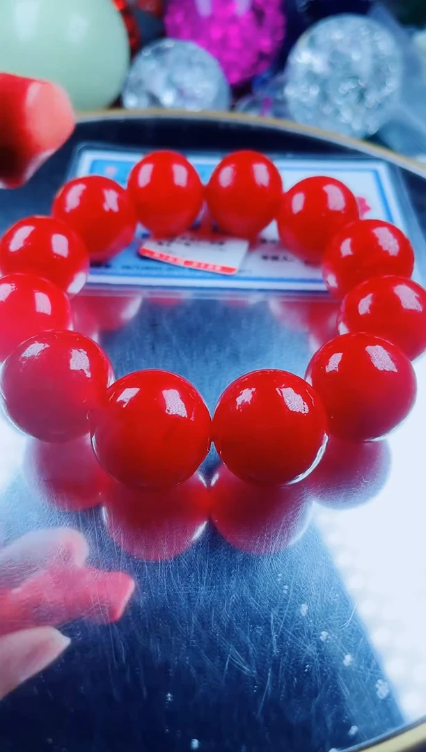 硅化珊瑚（珊瑚玉）手串未镶嵌红珊瑚手串卡20