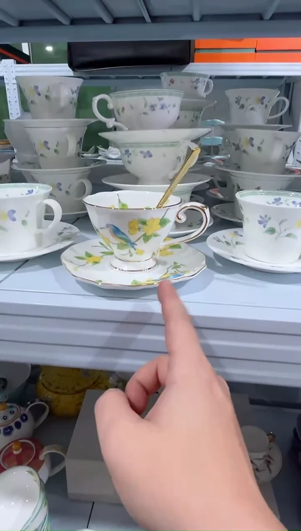 瓷片日用陶瓷（简装）咖啡杯一套送勺子