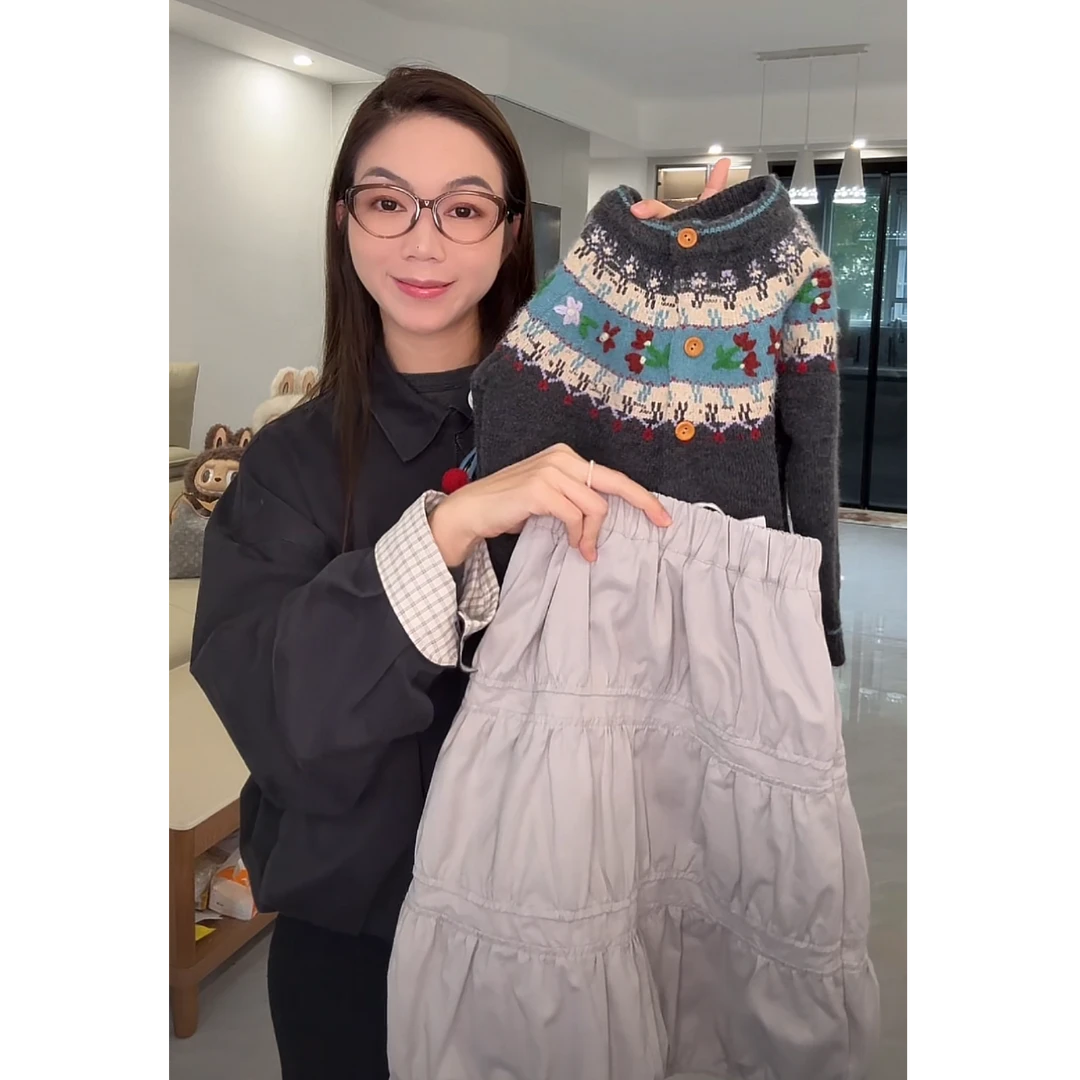 现货「可可买手集合店」韩代极简风常规适中款高腰半裙#买手