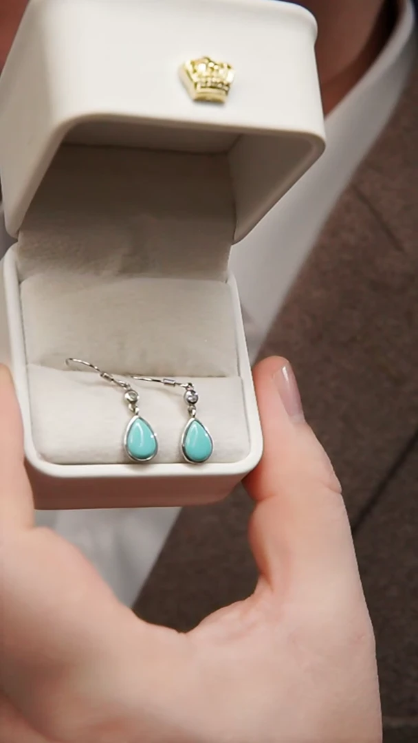 足银镶嵌绿松石耳饰耳环