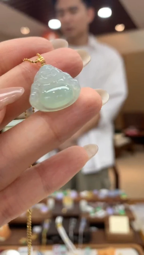吊坠(不含链)18K金镶嵌翡翠佛公