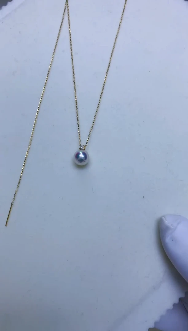 【闪购商品】海水珍珠饰品18K金镶嵌7-8钻石王妃吊坠赠银链