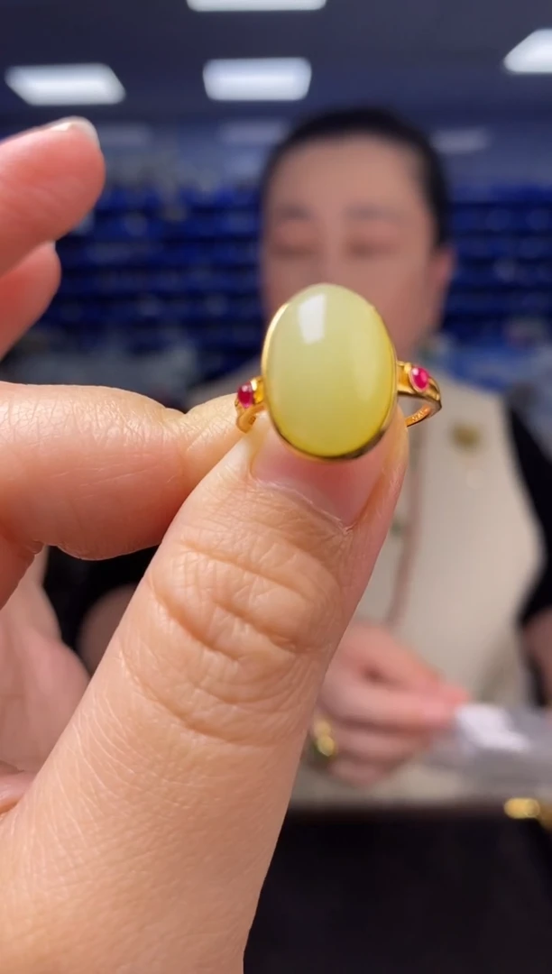 银S925镶嵌戒指和田玉JZ2862