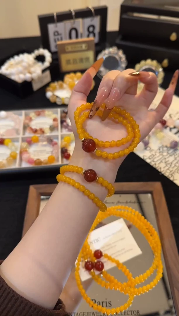 合金手链水晶黄玛瑙双圈x3316