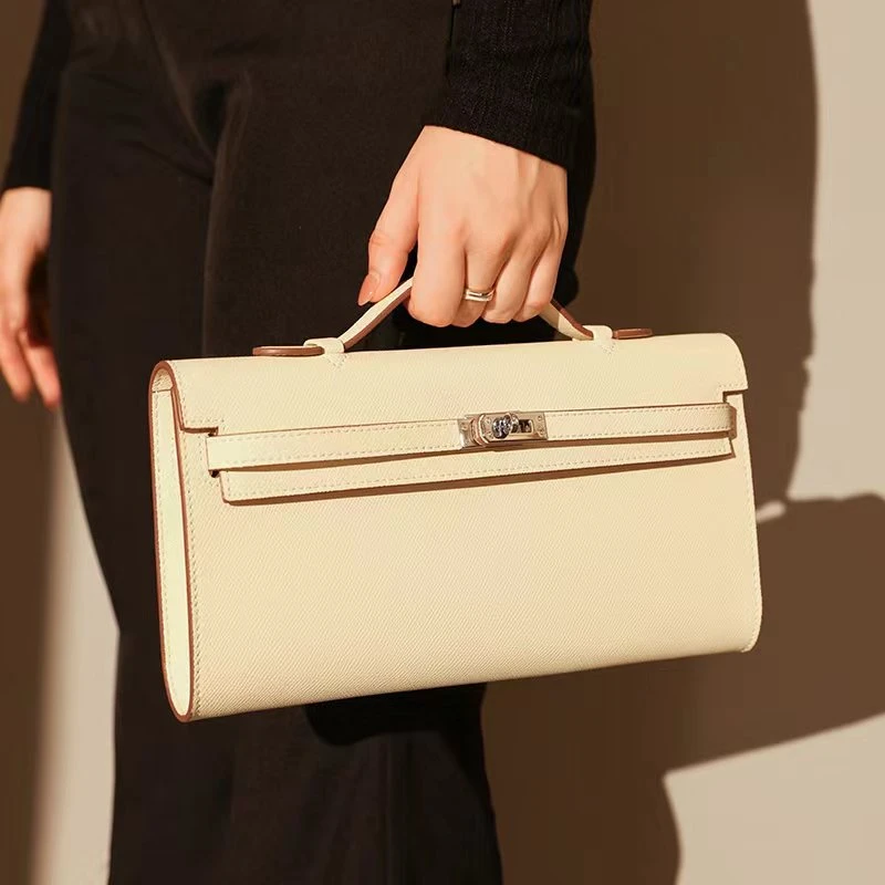 【Rain.Cun】中古凯头层EP皮手提腋下晚宴包 XC-10067奶昔白