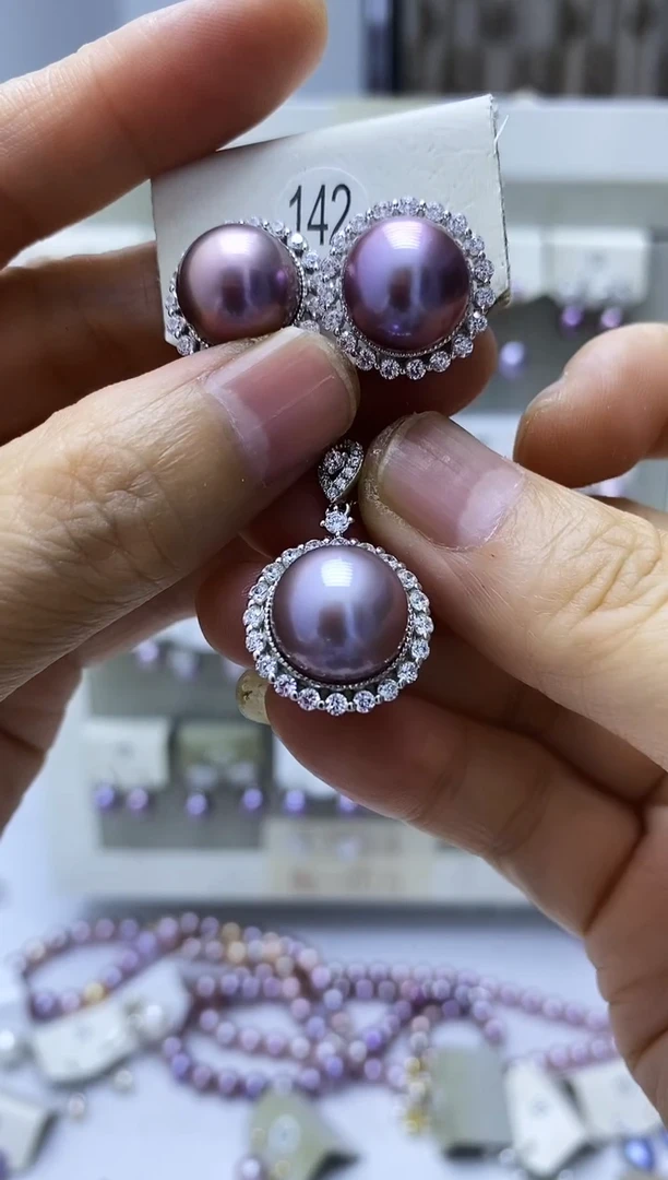 银S925镶嵌淡水珍珠耳饰142套