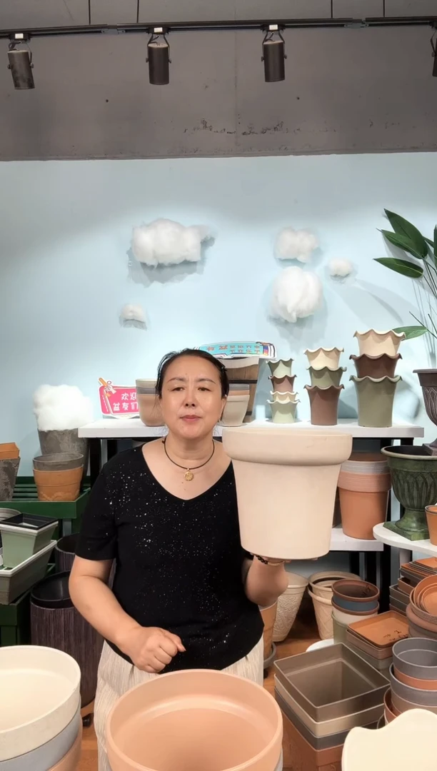 10寸露娜盆 米白色 3只 无托