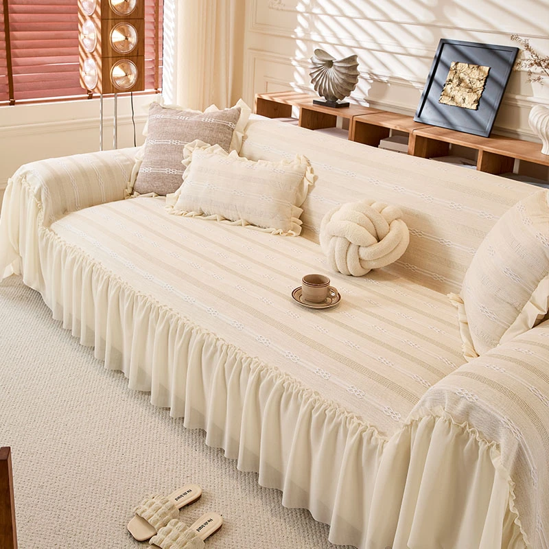 高克重仿麻沙发盖巾一片式轻奢高级感四季通用直排皮套罩巾盖布