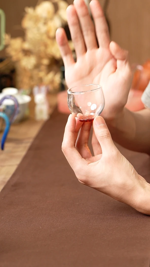 暗香疏影/圆融杯/手工彩璃窨底/琥珀