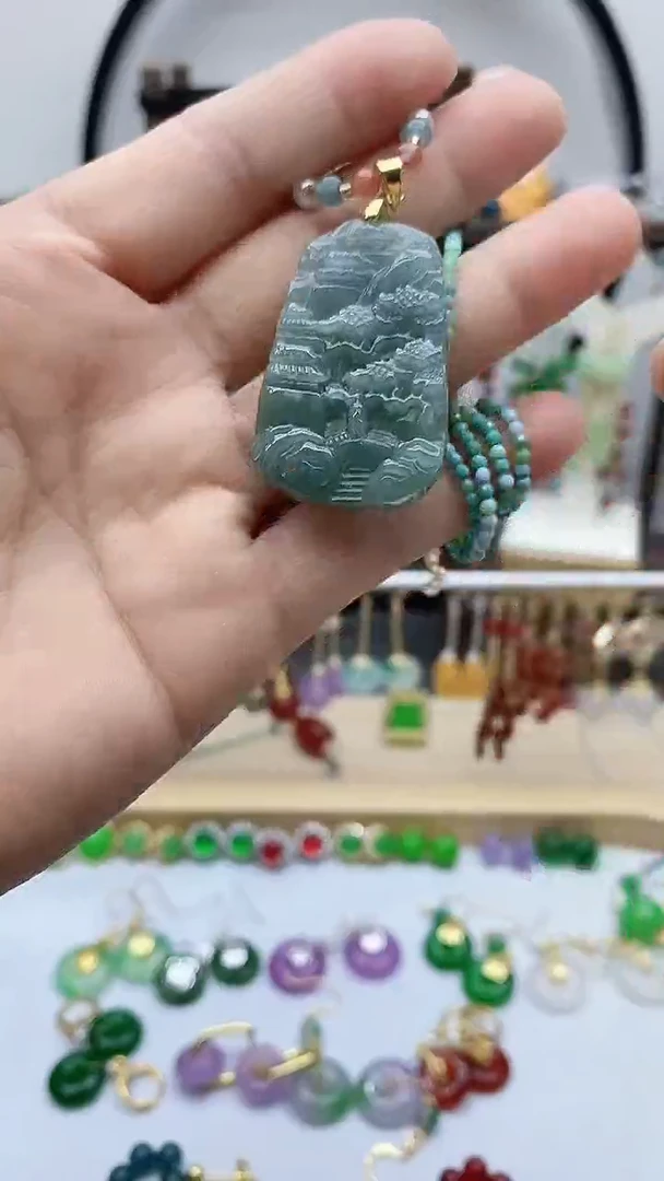 颈饰14K金镶嵌翡翠翡翠789