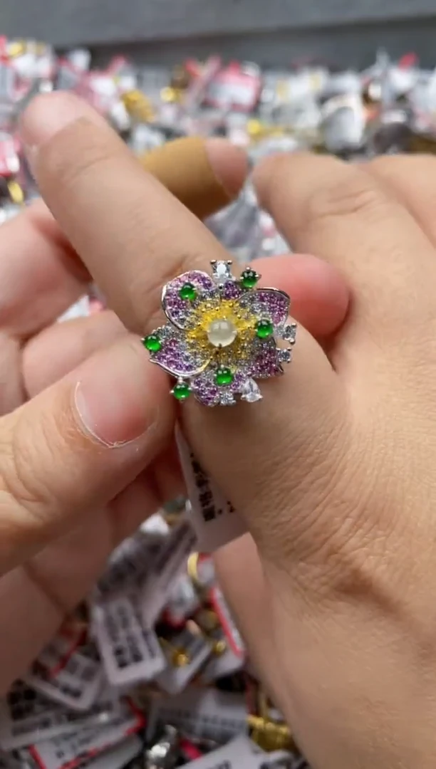 【闪购商品】翡翠戒指银S925镶嵌55555---9