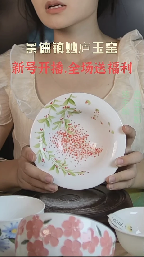 碗妙庐玉窑高温手绘餐具宋韵
