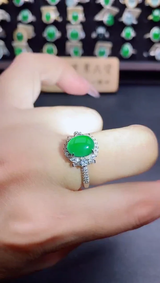 银S925镶嵌戒指翡翠121