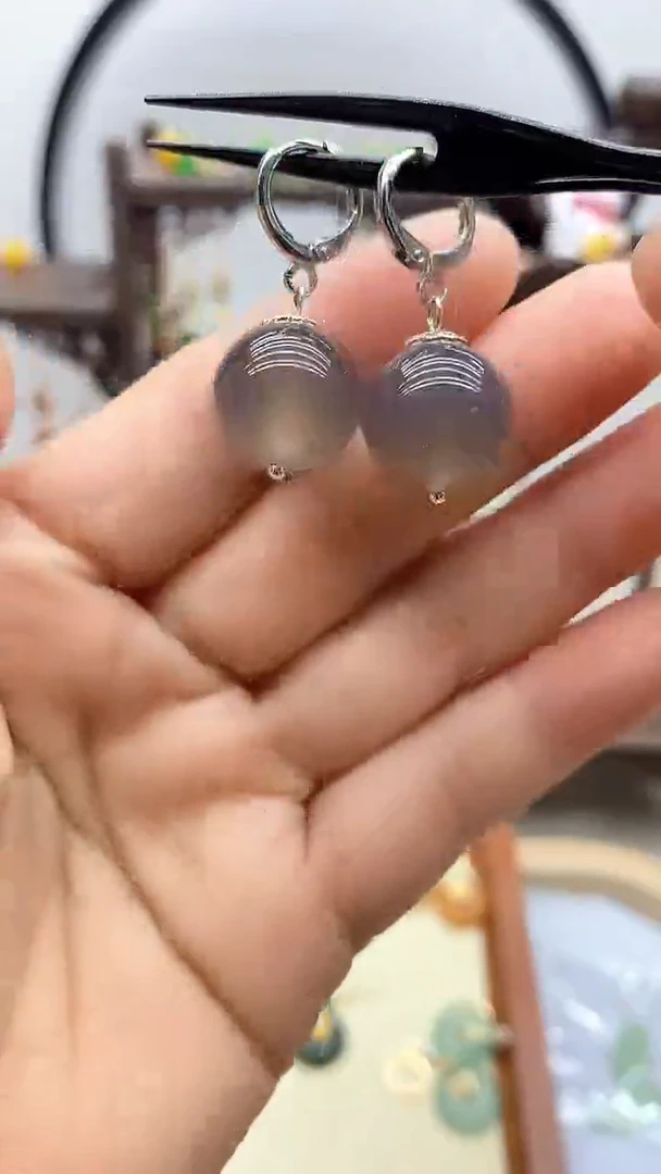 玛瑙/玉髓耳饰银S925镶嵌121