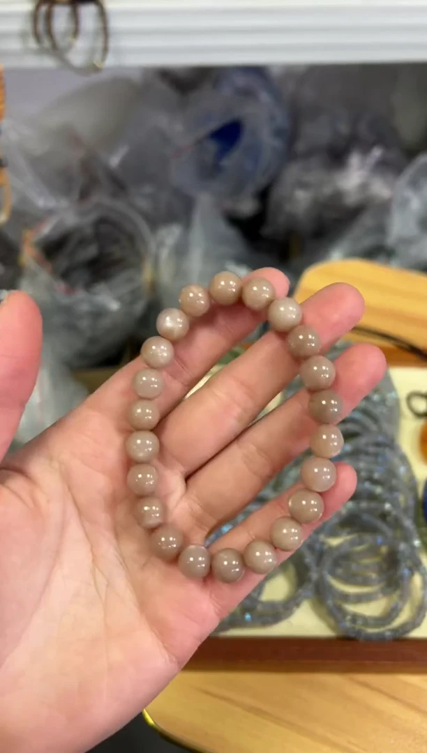 【闪购商品】月光石手链未镶嵌金太阳骨干素圈圆珠手串