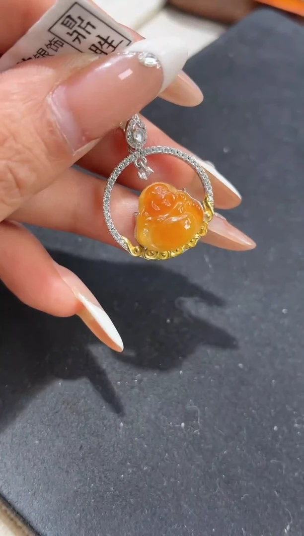 吊坠(不含链)银S925镶嵌翡翠吊坠