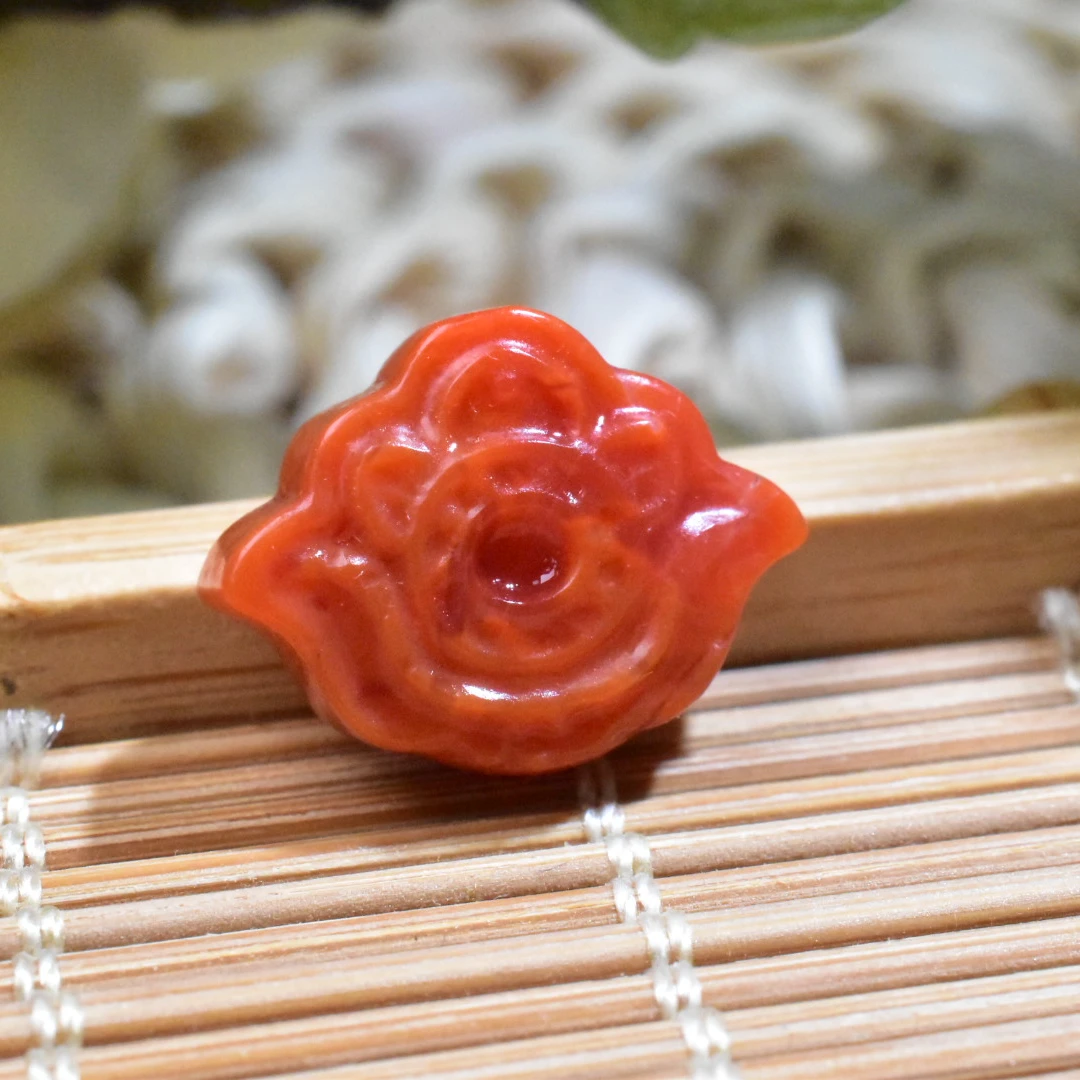 【一九珠宝】卡12mm*13mm南红瓦西雕刻莲花背云  YJ1359-2