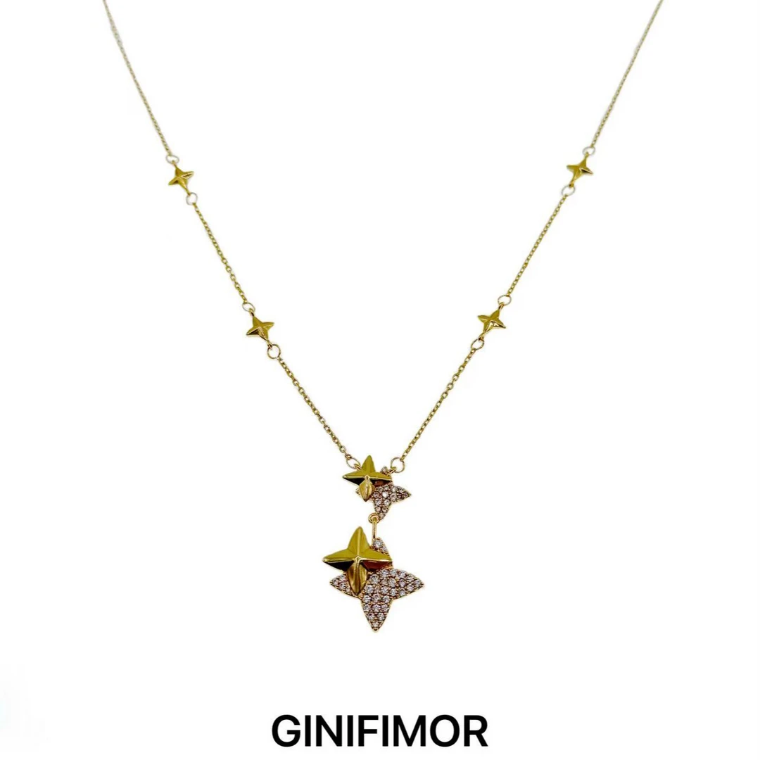 GINIFIMOR 铜合金项链 a787 双流星项链百搭气质锁骨链