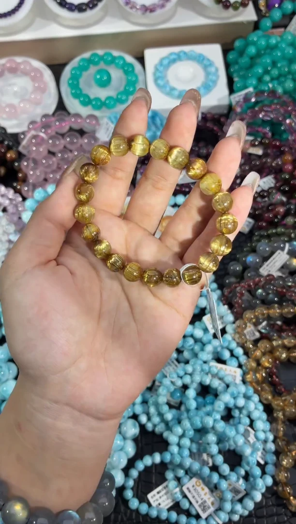 未镶嵌手串发晶钛金手串9m+