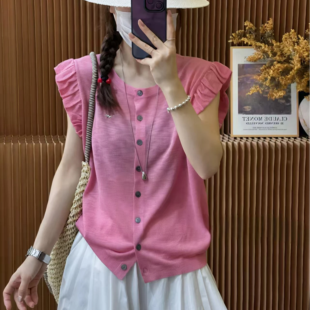 南妮子女装01-200时尚短袖2025夏季新款穿搭新款气质百搭针织衫