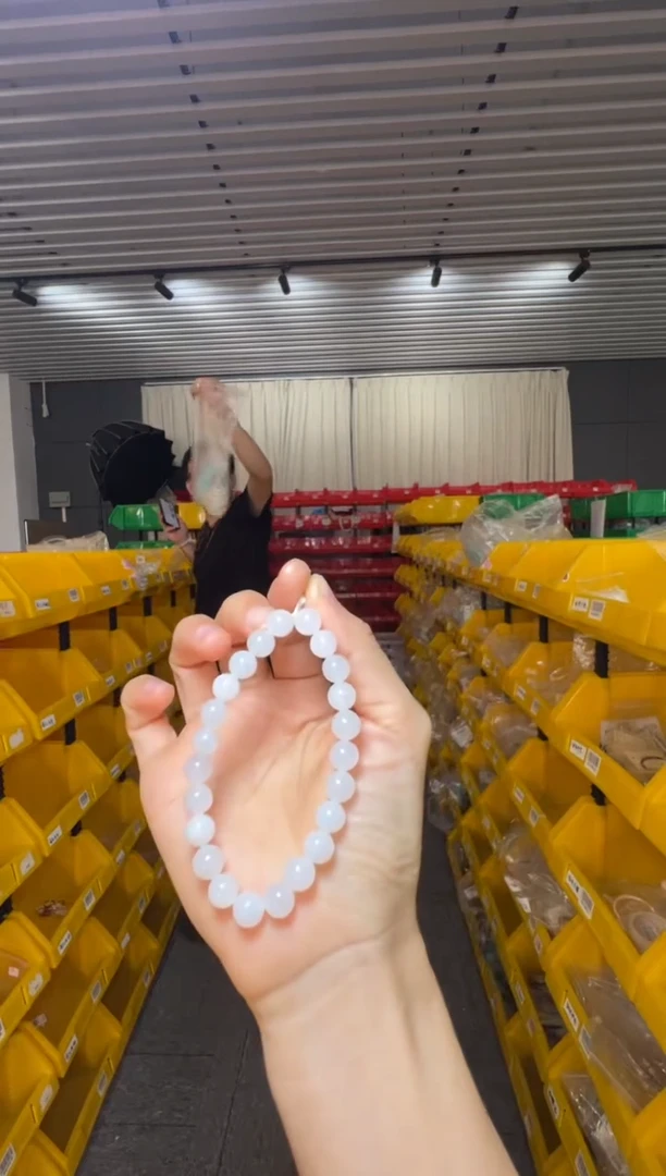 手链未镶嵌和田玉和田玉白玉圆珠约8mm单圈手串