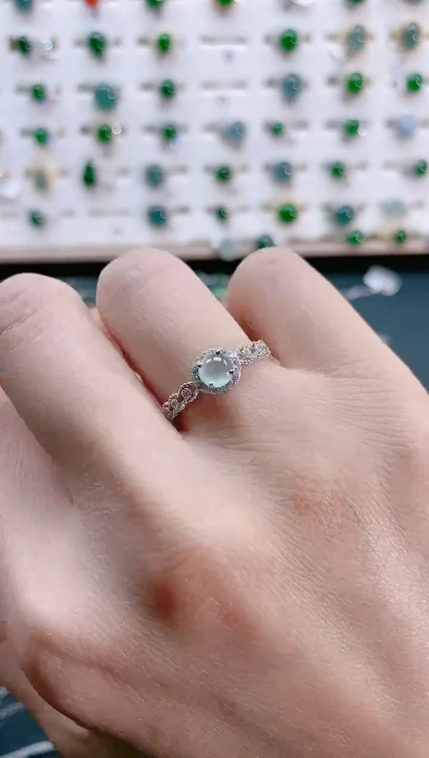 【闪购商品】翡翠戒指银S925镶嵌天然翡翠