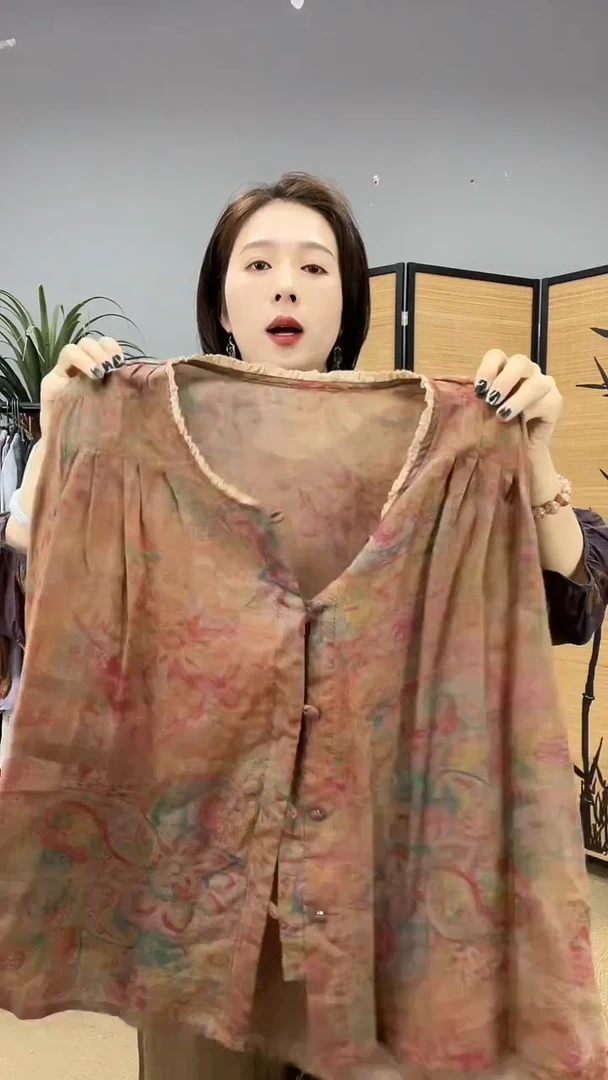 国风苎麻印花小衫