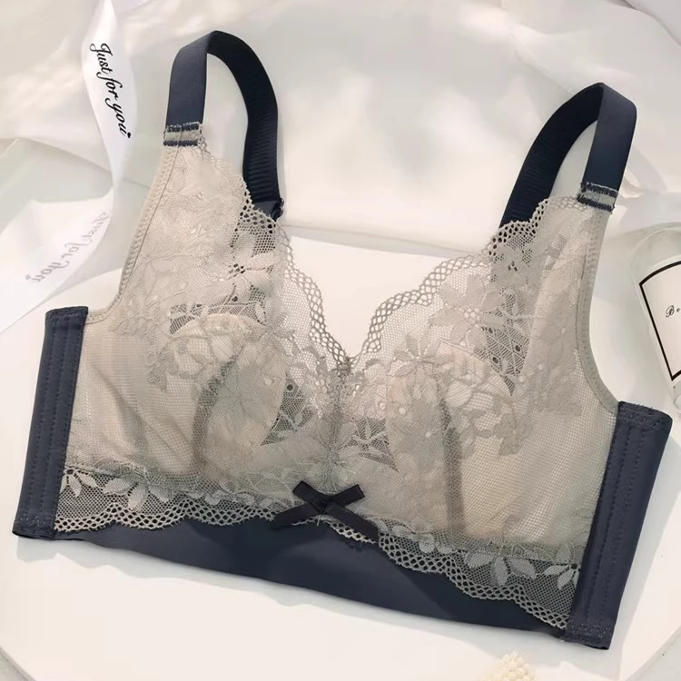 维多利亚大胸显小内衣女薄款夏季聚拢收副乳防下垂无钢圈文胸性感