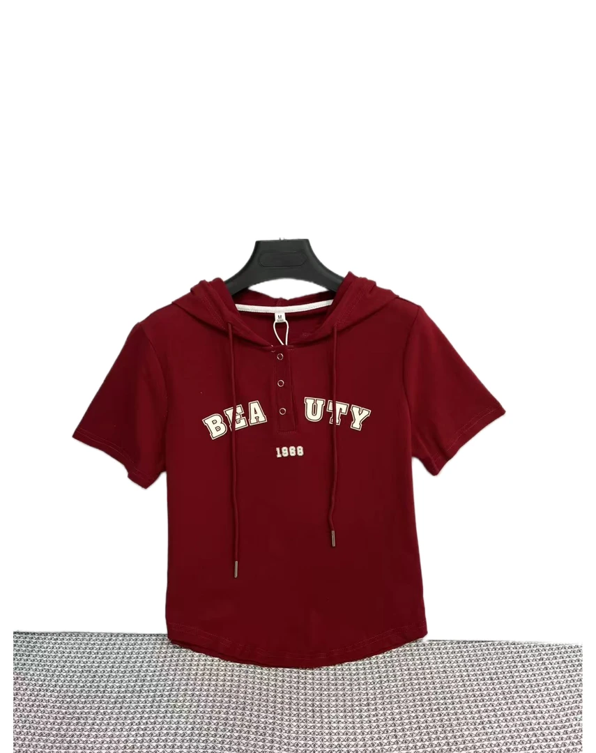 5821  连帽  字母  设计感  舒适  百搭  T恤