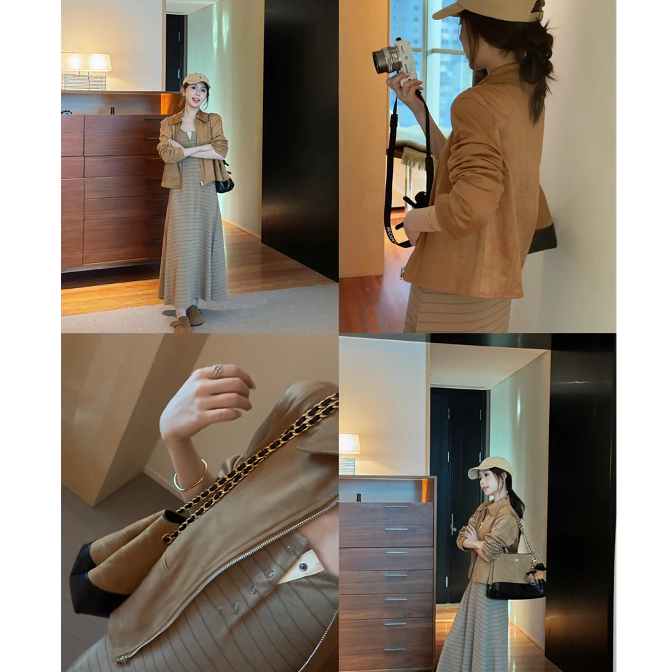 YPP！【胶片皮衣】复古廓形韩系休闲夹克翻领短款皮衣外套