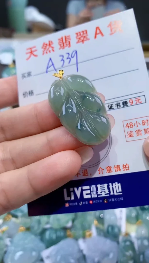 颈饰18K金镶嵌翡翠天然翡翠A货挂件