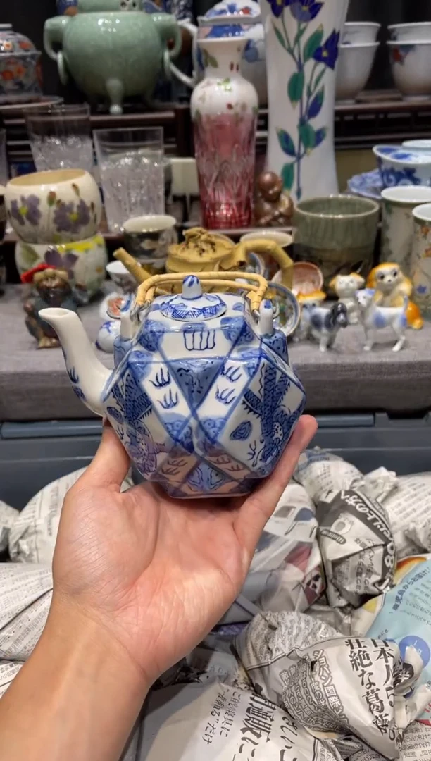 瓷片全新老青花壶