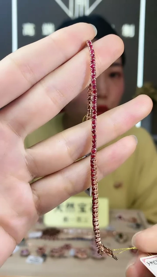 【闪购商品】红宝石手链15#银S925镶嵌手链15#